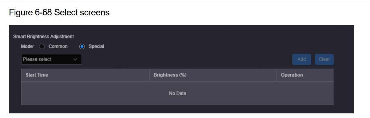 Brightness adjustment screen