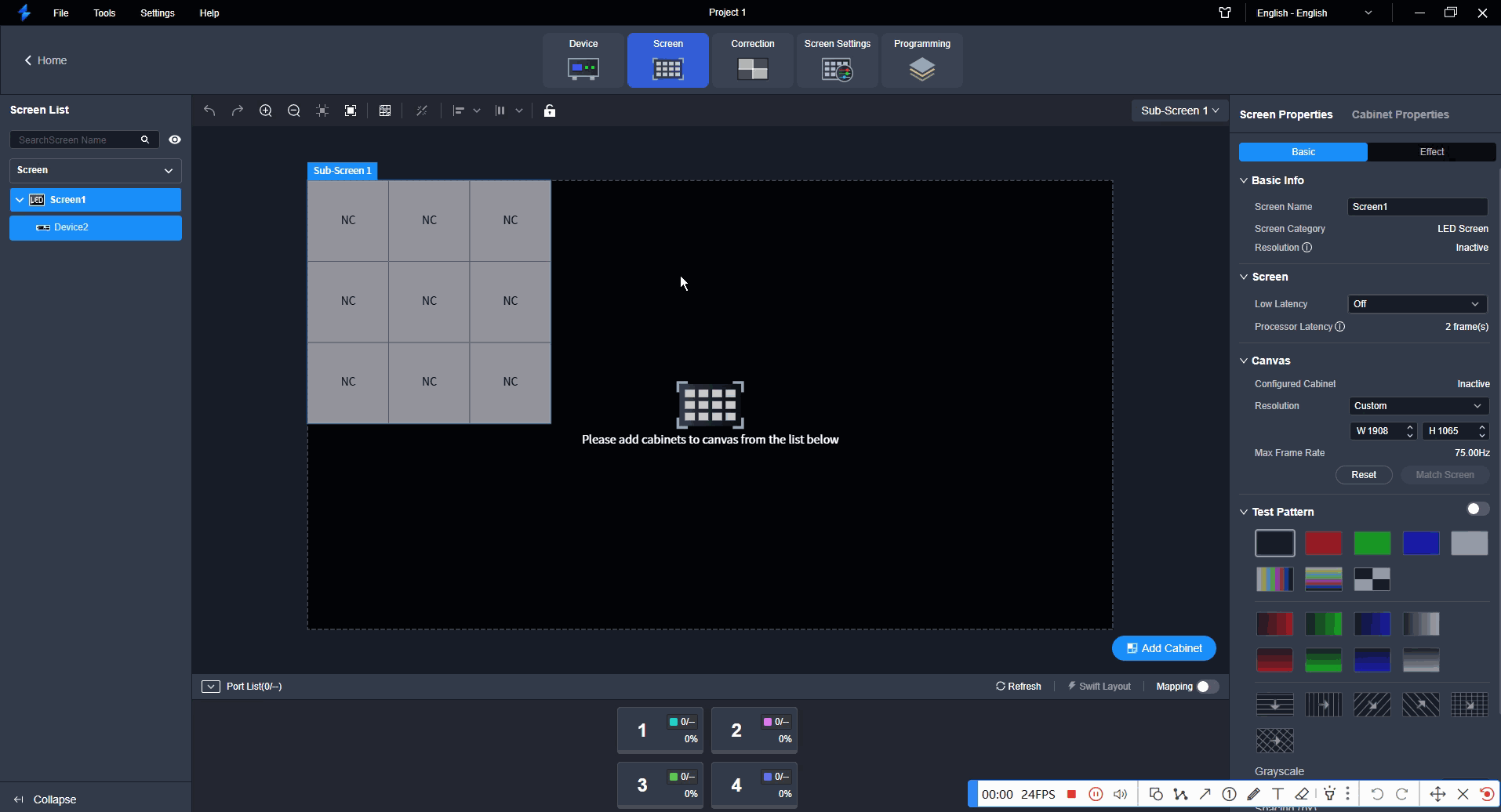 Screen properties