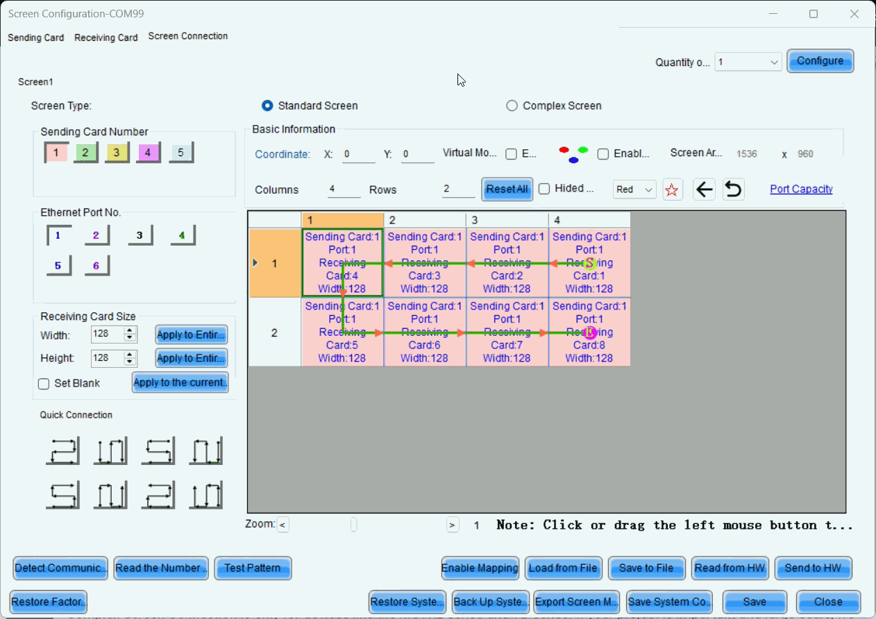 Complex screen coordinates