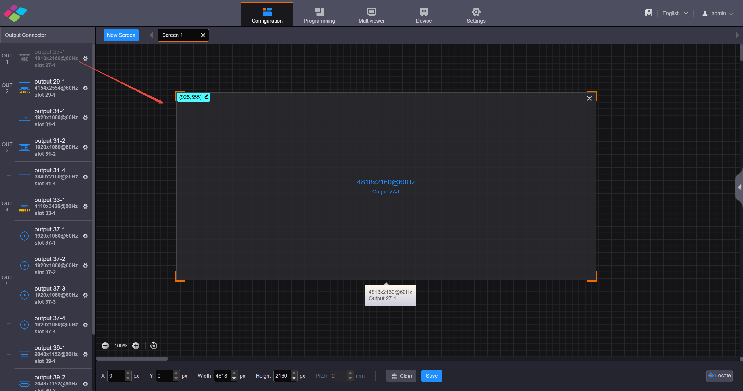 LED screen configuration